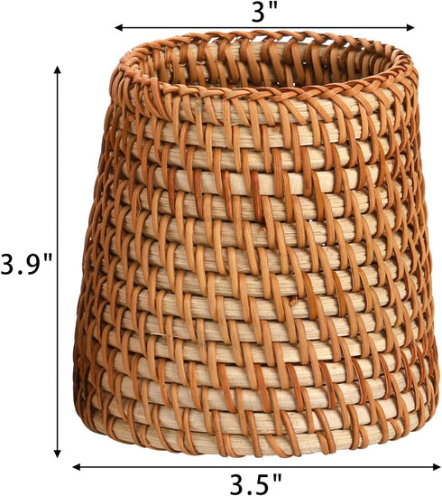 Set 2 Elsjoy of Wicker Pencil Holder, Natural Rattan Pen Cup Woven Makeup Brush Holder, Rustic Utensil Caddy Wicker Pen