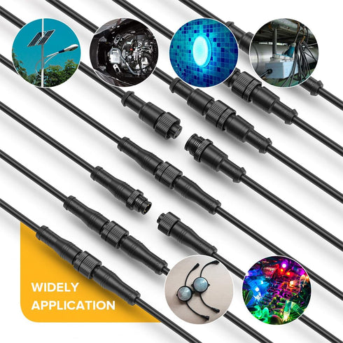 3 3 IP68 1 Male-Divided-2 18AWG 15mm 3 IP68 BTF-LIGHTING Core pin Small Size Y Shape Female Splitter Connctor Black