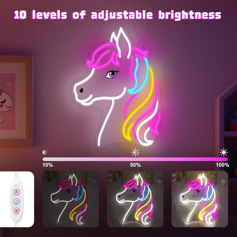 OkiyiD Dreamy Horse Neon Sign, Aesthetic Wall Decor for Girls Bedroom, Living Room, Vanity, USB Powered LED Light