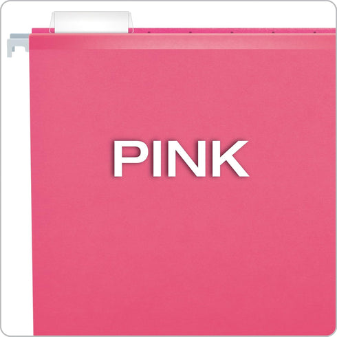 Pendaflex 04153 1/5 PIN Reinforced Hanging Folders, Legal Size, Pink, 25/BX