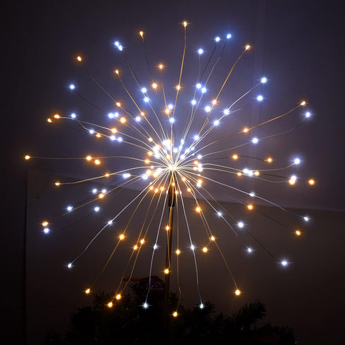 JJGoo Solar Firework Lights, 2 Pack 120 LEDs, Waterproof Outdoor Solar Lights with 2 Lighting Modes for Party Decor