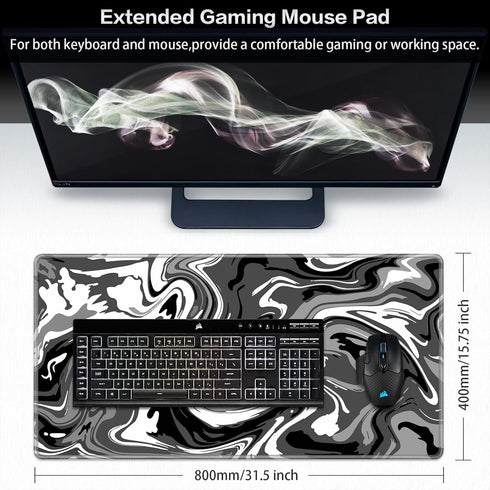 Canjoy Gaming Mouse Pad, Large Extended Fluid Pattern Mouse Mat 31.5x15.7inch for Gaming, Office & Home Use