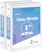 SUNEE 3 Ring Binder, 1 Inch, 2 Pack, Clear View PVC-Free for School or Office Supplies, White Binder