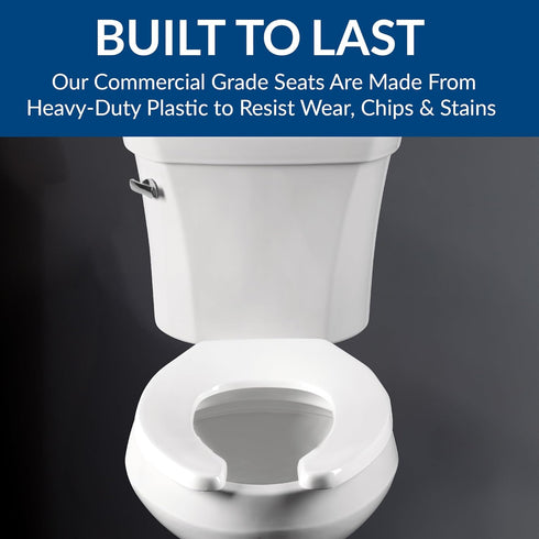 175 Commercial BEMIS Open Front Plastic Toilet Seat, Heavy Duty Industrial Seat with Lid, Elongated, White