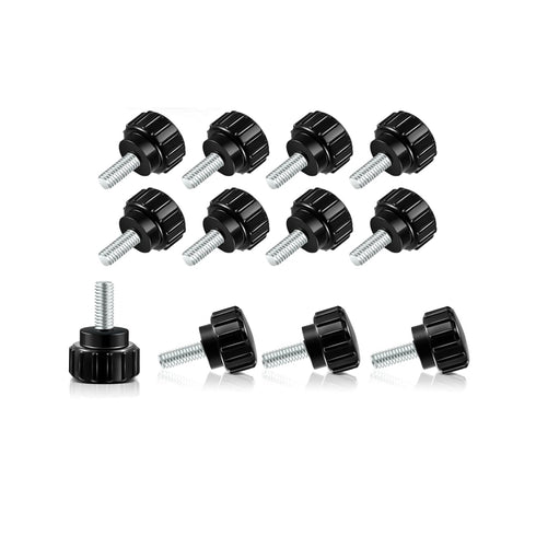 DIELLY 12PCS M4 x 10 mm Carbon Steel Threaded Knurled Thumbscrew Screw on