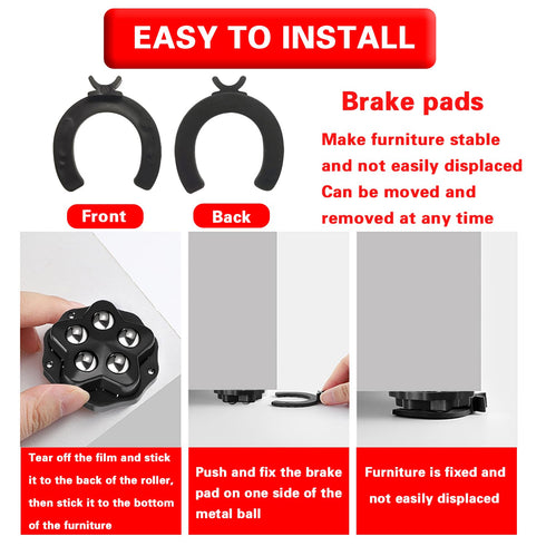 8 360 330Lbs Self Adhesive Caster Wheels - PCS Swivel Appliance Rollers, Heavy Duty Appliance Casters for Kitchen