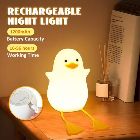 Dimmer Duck Night Light, Silicone Duck Lamp, Cute Bedside Duck Goose Funny Nightlight with and Timer for Room Decor