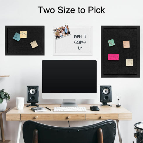 TORASO Cork Board Bulletin Board - All Black Pin Board for Office, School, Home, 17“x23"