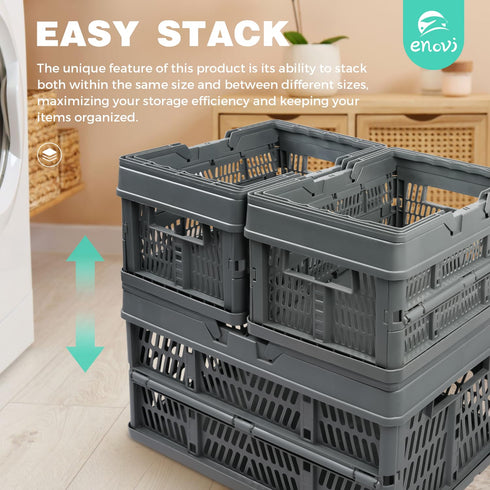 3 Pack (9L (2.4 EasyFold Collapsible Crate, Collapsible Shopping Basket, Milk Crate, Gal), Black)