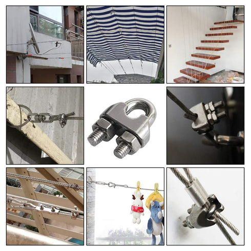 1/8 Inch M3 Wire Rope Cable Clip Clamp, 304 Stainless Steel U Bolt Saddle Fastener, 22 Packs