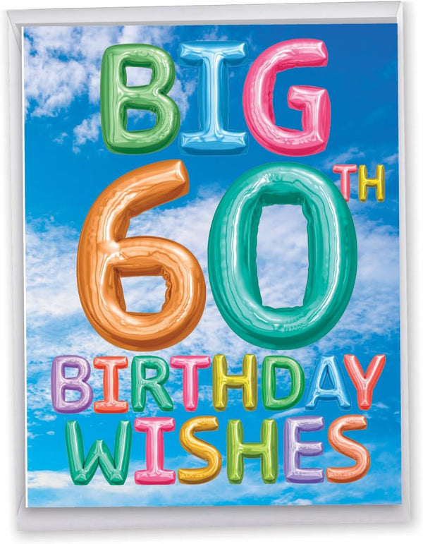 The Best Card Company 60th Jumbo Birthday Greeting Card (8.5 x 11 Inch) - 60 Years Old Celebration
