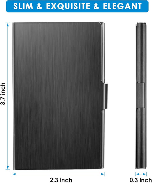 MaxGear Metal Business Card Holder - Professional Stainless Steel Card Case for Men & Women, Black
