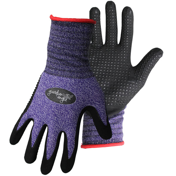 Boss Unisex Guardian Angel Dotted Nitrile Palm Gloves, Superior Grip, 1-Pack Small, Purple/Red/Black