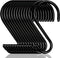 Dreecy 16 Pack S Hook for Hanging Plants, 6 Inch Heavy Duty S Hooks for Closet, Black Rubber Coated