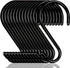Dreecy 16 Pack S Hook for Hanging Plants, 6 Inch Heavy Duty S Hooks for Closet, Black Rubber Coated