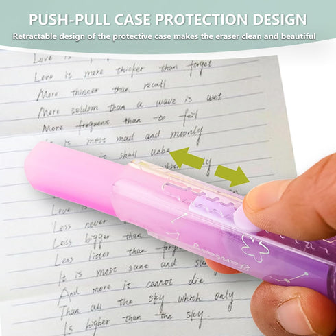 Retractable Pencil Eraser, Cute Gradient Jelly Eraser, 4Pcs Suitable for School Home Office Supplies
