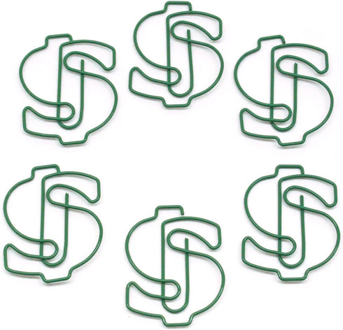 Money Dollar Sign $ Shaped Paper Clips Great for Paper Clip Collectors or Office Gift - Comes in Round Tin with Lid and Gift Box (100 Count Green) by Butler in the Home