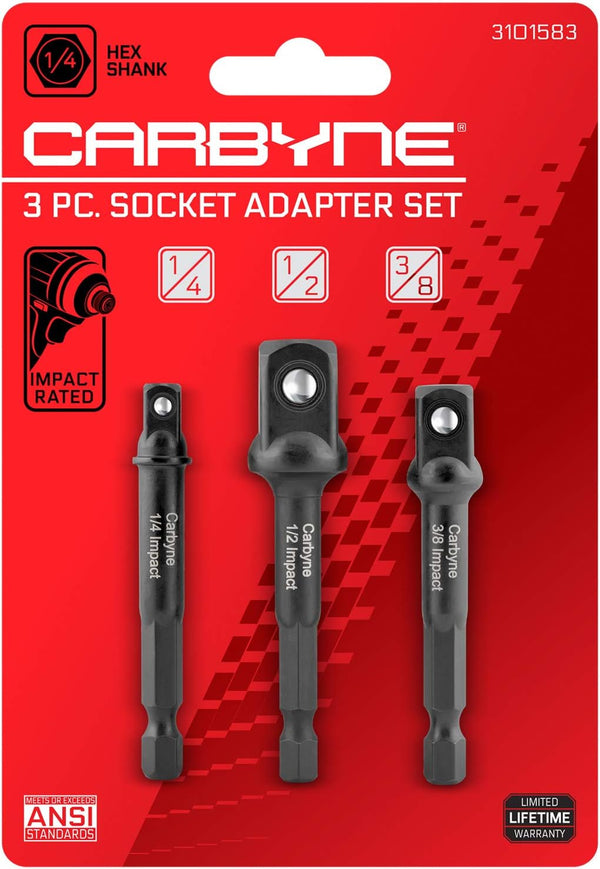 CARBYNE Impact Grade Socket Adapter Set, 3 Piece 3 Extension Bits for Drill Driver