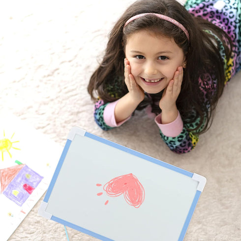 Operitacx Small Dry Erase Whiteboard, Magnetic White Board with Marker, Magnetic Hanging Whiteboard, Portable Mini Double Sided White Board for Kids Drawing, Memo Board (Blue) by Operitacx