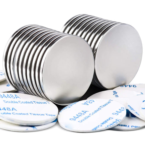 MIKEDE 20 Pack Strong Neodymium Disc Magnets, 1.26 inch D x 0.08 inch H with Double-Sided Adhesive