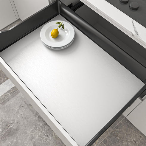 LACHEERY White Stainless Steel Contact Paper, Peel and Stick Metallic Wallpaper for Kitchen & Cabinets