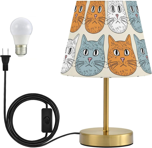 ALAZA Table Lamp for Bedroom Nightstand Surprised Cat Bedside Lamp with USB
