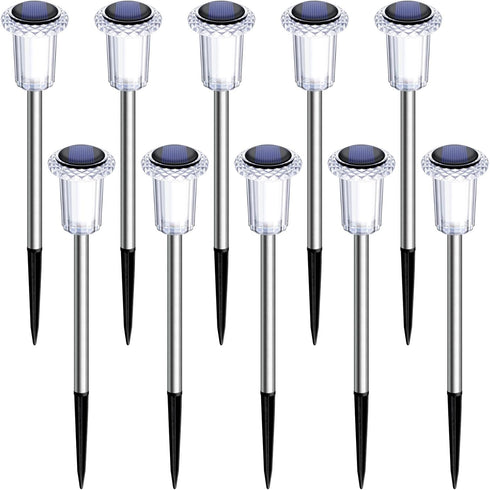 10 Pack Solar Lights Outdoor Solar Pathway Lights Outdoor LED Waterproof Stainless Steel Driveway Lighting for Outdise