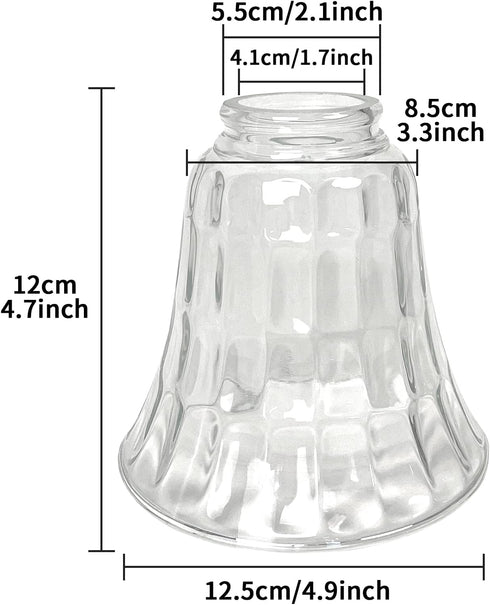 Set 4, Hammered HonoDing Ceiling Lamp Replacement Shade of Glass Bell Ceiling Fan Light Covers, Clear Glass Lamp Shade