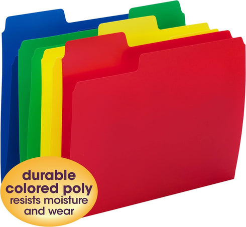 Smead SuperTab File Folder, Oversized 1/3-Cut Tab, Letter Size, Poly, 12 per Pack (10516)