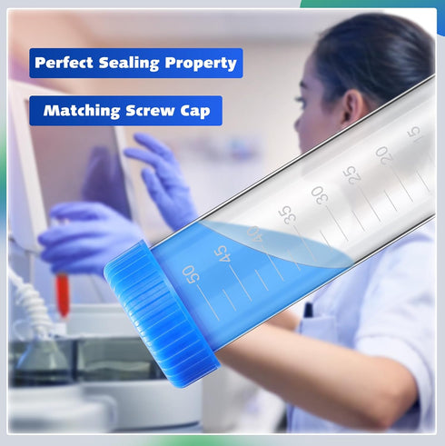 Xuhal 200 Counts 50ml Centrifuge Tubes with Screw Cap, Self Standing Plastic Test Tubes for Science