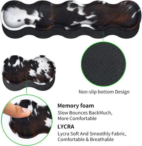 Gaming Mouse Pad XXL Large Desk, Cute Black Cowhide Extended Mousepad with Memory Foam Wrist Rest