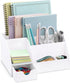 White Desk Organizer, 9 Compartments for Office Supplies and Desk Accessories, Pen Holder, Desktop Decor