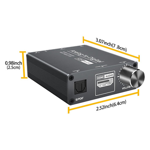 kiisdaa 3.5mm PS4, Analog to TOSLINK Digital Optical Audio and HDMI Audio Converter, AUX Jack, Volume Adjustment