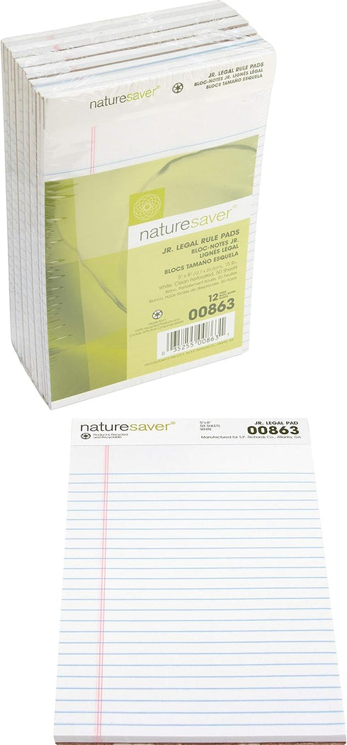Recycled Pad | Legal Ruled | 5 x 8 Inches | 50 Sheets | White