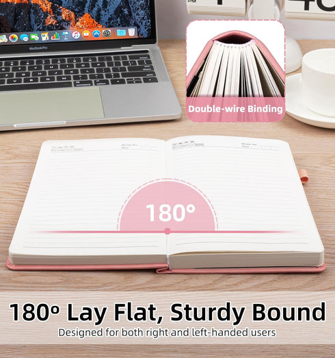 Lined Journal Notebook, 365 Pages, A4 Leather Hardcover, 100GSM Thick Paper, Daily Journal for Travel, Work, School