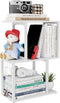 Vfelf Desktop Bookshelf Organizer, White 3-Tier Desk Shelf with Metal Hook Workspace Organizers