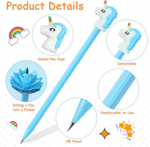 AUAUY Pencils #2 HB, Fun Cartoon Pencil Toppers, 15PCS Wood-Cased Graphite Pencils for Kids