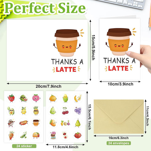 Hedeey 24 Funny Thank You Cards with Envelopes and Stickers, Pcs Cute Pun Assorted Blank Greeting Cards, Notecards