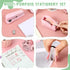 Office Supplies Set Desk Accessory Kit, Includes Stapler, Tape Dispenser, Clips, for Women Christmas Gift (Pink)