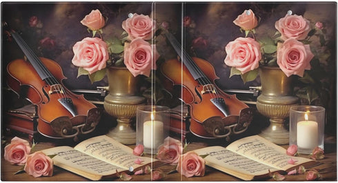 Vintage Music Roses 3 Ring Binders, Round Rings, Holds 200 Sheets, 1.5 Inch 3 Ring Binders with 3 Interior PVC Clear Pockets and Anti-Slip Metal Clip by FLildon