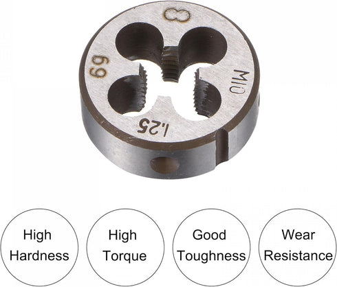uxcell Die Stock Handle Wrench Set with M10 x 1.25 Threading Round Die and 30mm Holder, Adjustable Tool