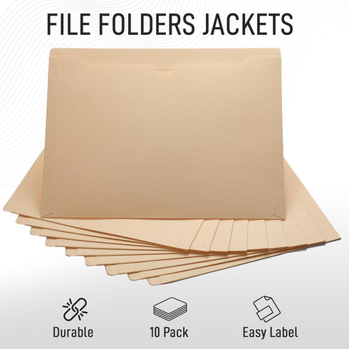 Manila File Jackets - Flat-No Expansion - Letter Size - 10 Pack