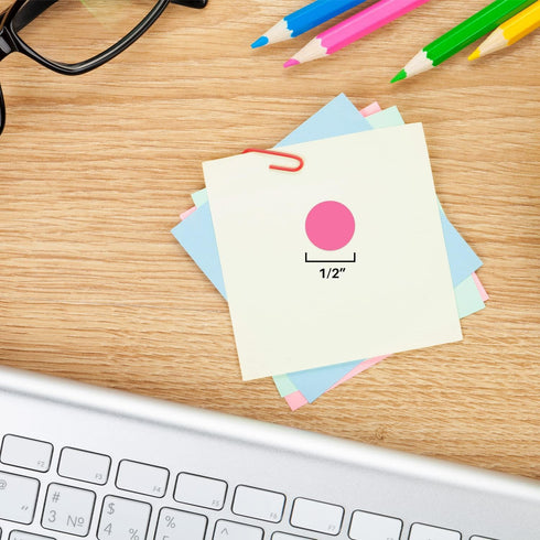 ChromaLabel 0.50 Inch Round Label Stickers - Removable Color Code Dot, 1000 Labels per Dispenser Box, Rose