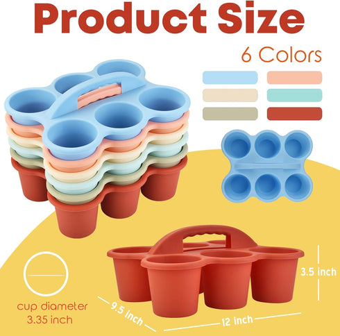 6 Pack 6 ALINK Classroom Caddy Storage Basket Organizer with Handle, Plastic Drink Cup Caddy Holder, Compartments