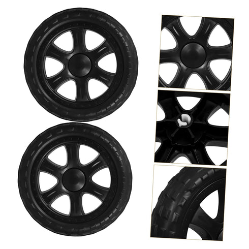 2pcs Holibanna Black Rubber Caster Wheels for Foldable Utility Cart Heavy Duty Replacement Rolling Cart Accessories