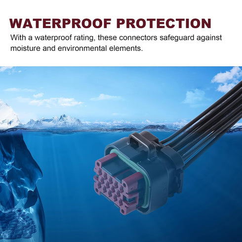 30CM (14 ECU Connector Pins, Car Waterproof AMP Automotive ECU Connector, Auto Plug Socket Universal Housing, pin)