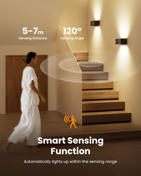 3 8000mAh PopoIron Motion Sensor Wall Sconce Indoor with Remote Control Colors Wireless Wall Light LED Wall Sconces