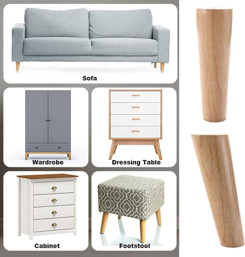 KGUDYS Plate,straight-6cm/2.4in Solid Wood Round Furniture Legs, Replacement Sofa feet, Wooden Cabinet Legs, Table