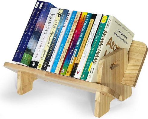 Generic (1, Couch-Style Desktop Bookshelf Organizer - Natural Wood Desk Top Bookshelf for Books, CDs, Magazines
