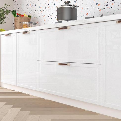 White Countertop Contact Paper Peel and Stick Wallpaper Self Adhesive Shiny Glitter White Removable Wallpaper 15.7"X78.8" White Contact Paper for Cabinets Waterproof Vinyl Film Decorative by HotDecor